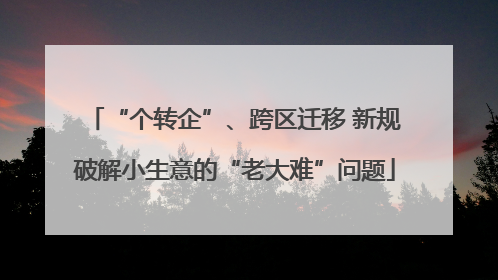 “个转企”、跨区迁移 新规破解小生意的“老大难”问题