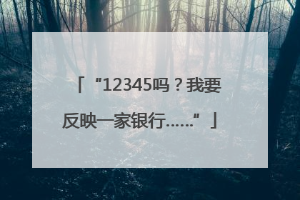 “12345吗？我要反映一家银行……”