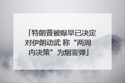 特朗普被曝早已决定对伊朗动武 称“两周内决策”为烟雾弹