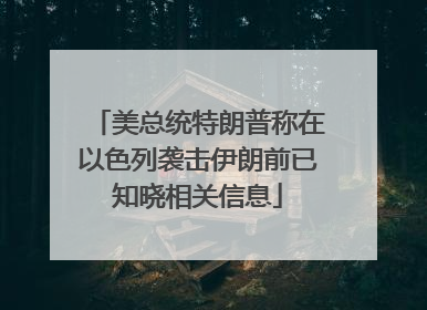 美总统特朗普称在以色列袭击伊朗前已知晓相关信息