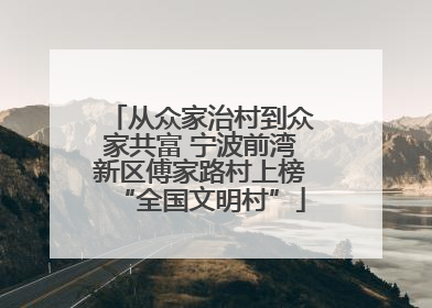 从众家治村到众家共富 宁波前湾新区傅家路村上榜“全国文明村”