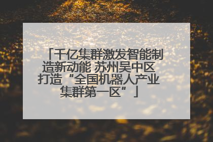 千亿集群激发智能制造新动能 苏州吴中区打造“全国机器人产业集群第一区”