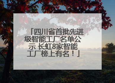 四川省首批先进级智能工厂名单公示 长虹8家智能工厂榜上有名！