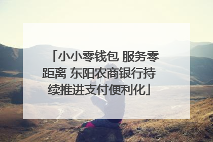 小小零钱包 服务零距离 东阳农商银行持续推进支付便利化