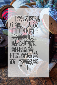 岱岳区满庄镇、大汶口工业园：完善制度、贴心护航、强化监管，打造优质营商“强磁场”