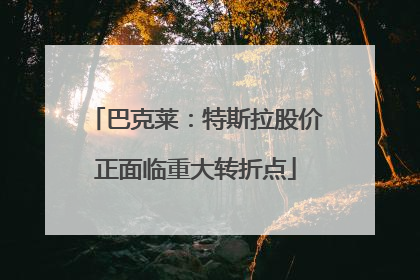 巴克莱：特斯拉股价正面临重大转折点