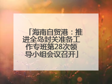 海南自贸港：推进全岛封关准备工作专班第28次领导小组会议召开