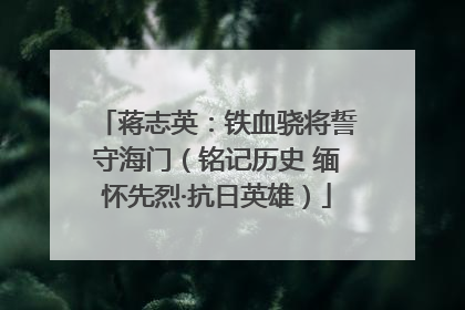 蒋志英：铁血骁将誓守海门（铭记历史 缅怀先烈·抗日英雄）