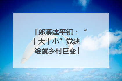 郎溪建平镇：“十大十小”党建 绘就乡村巨变