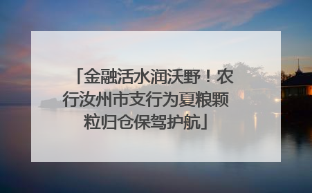金融活水润沃野！农行汝州市支行为夏粮颗粒归仓保驾护航