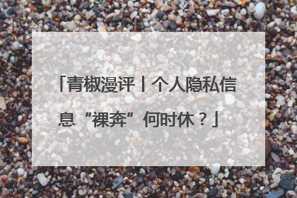青椒漫评丨个人隐私信息“裸奔”何时休？