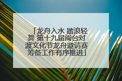 龙舟入水 踏浪轻舞 第十九届闽台对渡文化节龙舟邀请赛筹备工作有序推进