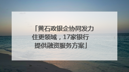 黄石政银企协同发力住更领域，17家银行提供融资服务方案